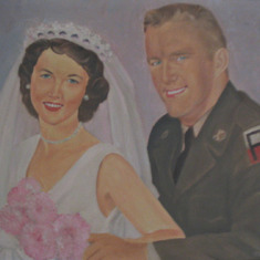 Painting John had done in France while in Army of John and Sandra (Scott) von Colln Wedding Pic