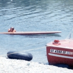 john_deborah_voncolln_boat_about 1969 at Sheriff Frank Bland's cabin, Lake Havasu