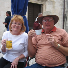 Cruise Europe 2008 - That's good coffee, and beer, in Korcula, Croatia