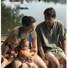 John with his beloved daughter Madeleine and grandchildren at Queechy Lake.