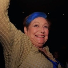 IMG_5511. Annamarie DeLisi.  Blue hair at 82. Still life of the party!