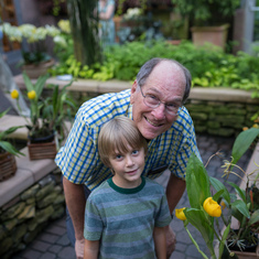 Papa with his grandson Cade at the Atlanta Botanical Garden.