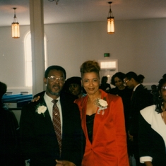 John (aka Sleepy) & sister-n-law Melvina at Gina & Raphael's wedding ceremony 2/25/93.
