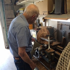 April 2014 shaping one of the 200 plates on his lathe