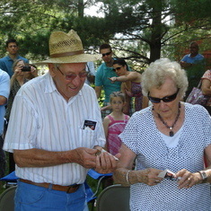 John's Mom and Gene releasing butterflies at John's Memorial Service at the old farm in Morristown, IN