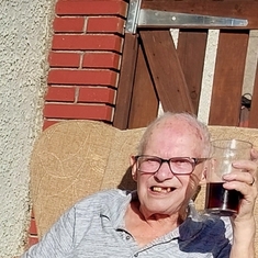 Dad out back with drink