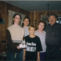 Jamie's birthday, with John, Jacob, Mom and Dad