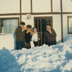 Dad's brother and wife from Russia - enjoying some watermelon and fun in the Wawa snow (they hadn't seen this much snow, ever!)