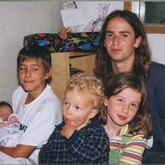 Grandchildren - baby Zoe with Jacob, Jamie in the back and Ali and Benjamin.