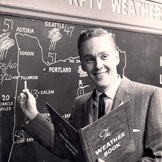 John Lewis, KPTV Weatherman promo pic, CHALK weather map!, 1950's Portland