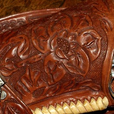 Phillip's holsters, close-up of Dad's leather work