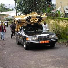 Hearse leaving Sandpit residence for the church