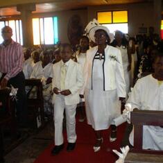 Mama and Manga going up for offertory