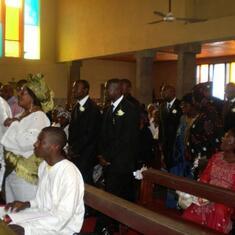 Family going up for offertory