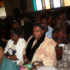 Mourners at funeral service