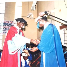 Baba as a visiting speaker at a convocation in ASWA/Babcock University with the VC