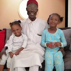 Baba with his Grand kids, Imu-Barsa and Imu-Birwa in Nov'19 during his last visit to Abuja
