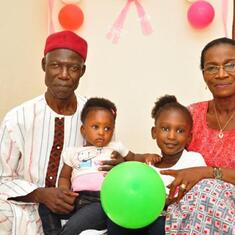 Grandpapa with the celebrants - Aunty Grace, Imu-Barsa & Imu-Birwa