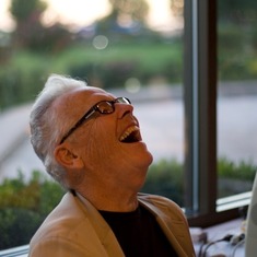 Enjoying a laugh at his 70th birthday