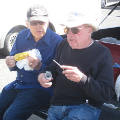 John and Gary's buddy Bob discussing the finer points of corrosion at Sonoma Raceway, July 1, 2017.