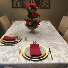Setting for.my last Christmas Dinner with John, December 25, 2016.