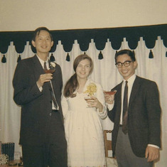Wedding photo of John & Phyllis with my Uncle Stan Fong, in June 1968
