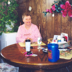Mom sitting at table