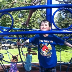 Joe, quite happy and wet on a warm day at the park.