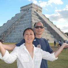 Holding up Chichen Itza, a Mayan temple, during Mexico trip (2012)