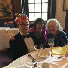 John's 90th celebration with Marilyn and Marsha
