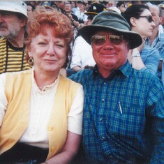 Dad and Sister Elizabeth at Hamilton Tiger Cat Football Game 2001