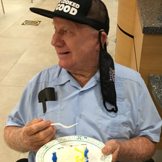 Great time eating some cake with John! Turned 90 !