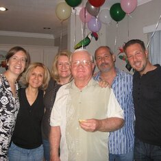 Grandpa, Aunt Michelle, Diane (Mom) & Aunt Patty, David, and Bryan @ the 80th Birthday party