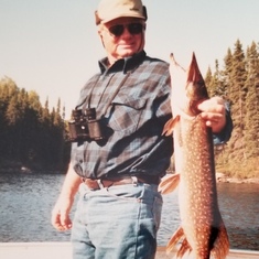 Dad - Moose Hunt 1991 - Quebec - Need binoculars to find fish!