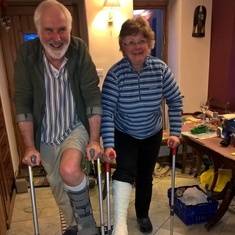 John and Julie on Crutches 2016