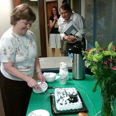Surprise celebration for a colleague finishing her MBA