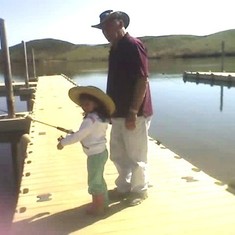 Papa fishing w/ Charlize