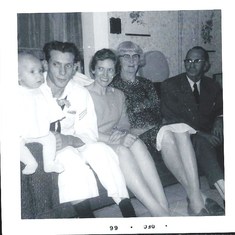 LouAnn, John, Anna (Mom), Mrs. Donahay, and John's Grandad Beaty