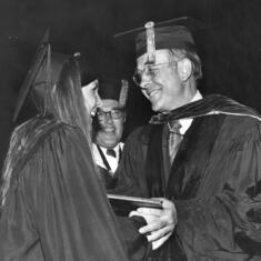 Congratulating daughter-in-law Laurie at her graduation 1971