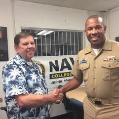 Jon and Kertreck at Pearl Harbor Navy College Office on August 24, 2017