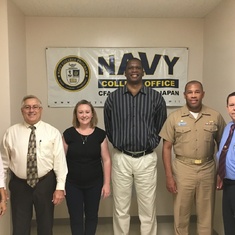 Jon, Kertreck, and Yokosuka Navy College Office Staff on August 15, 2017