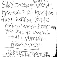 Saligman Class of 2009 note to Jon from Adam Manin
