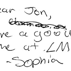 Saligman Class of 2009 note to Jon from Jeff Popoviz