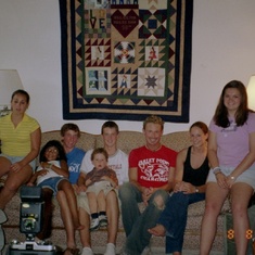 family reunion...Meg was in Az so we but her pic on broom so she could be in pic...