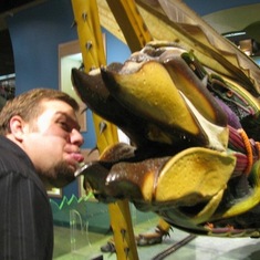 At the Boston science museum getting close with a giant cricket