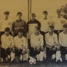 Jon, 5th from the left in back, with the 1988 JV soccer Middletown team