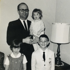 Christmas 1967 Dad, Jonathon, Kathy & Sandra