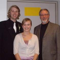 AJ Plummer, tenor, with Jonathon and me, the collaborative pianist (Sharra Wagner) at UNI