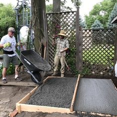 Pouring the pad for the spa tub with neighbor Jon. June 2017.