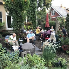 Family dinner out in Jonathon and Nancy's garden. August 21.